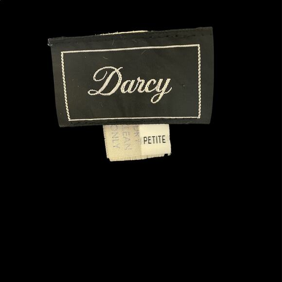 Darcy Vintage 80s Black Formal Satin Taffeta Puff Sleeves Wrap Blouse S - Picture 6 of 8